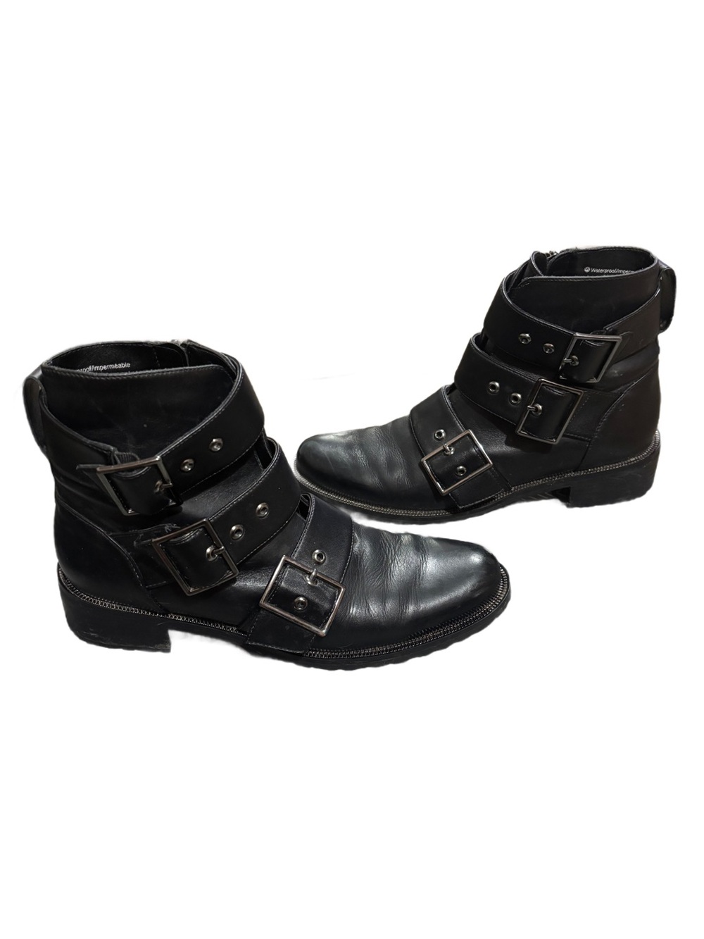 Blondo Waterproof Moto Buckle Ankle Boots Black Combat Biker Grunge Women’s 10